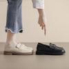 Women Flat Shoes Soft Sole Soft Surface Black Oversized Summer Round Toe Low Heel British Casual Leather