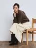 The Ello H-Line Corduroy Skirt (Ivory)