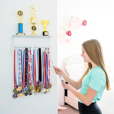 Medal Hanger Display with Trophy Shelf Strong Load-bearing Simple Installation Wall-Mounted Medal