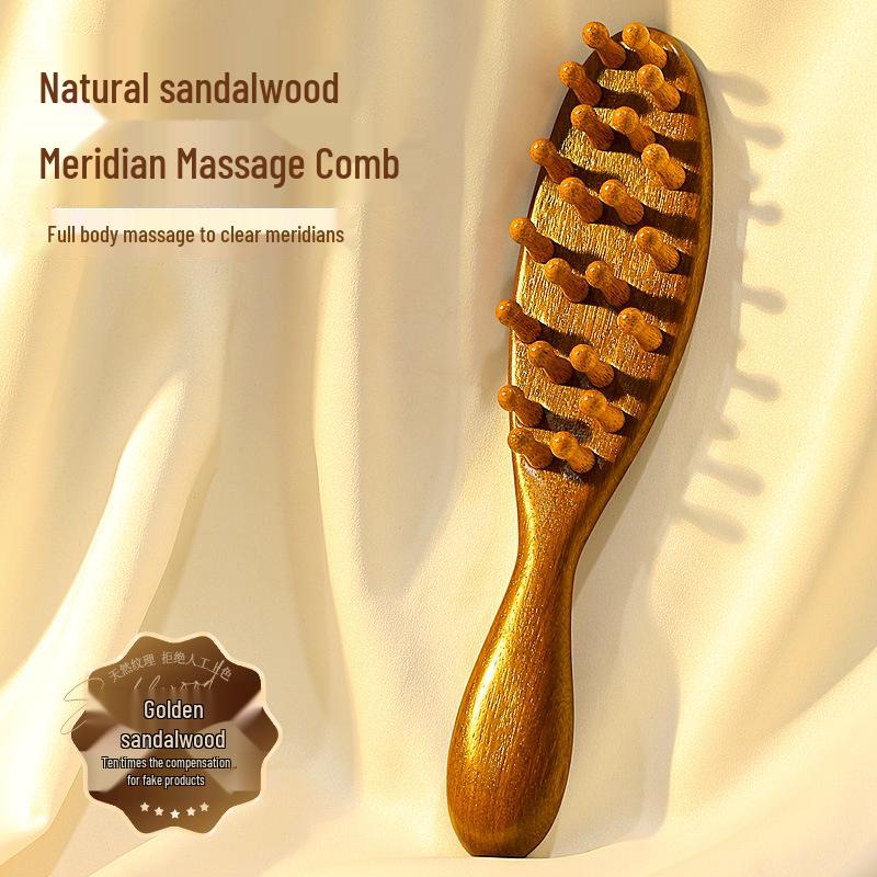 Sandalwood Round Disc Scalp Massage Comb for Hair Nourishing and Follicle Health