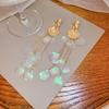 Geometric Shell Fringed Earrings Colorful Long Literary Classical Girl Stud Earrings Chain Sweet Super Fairy Earrings
