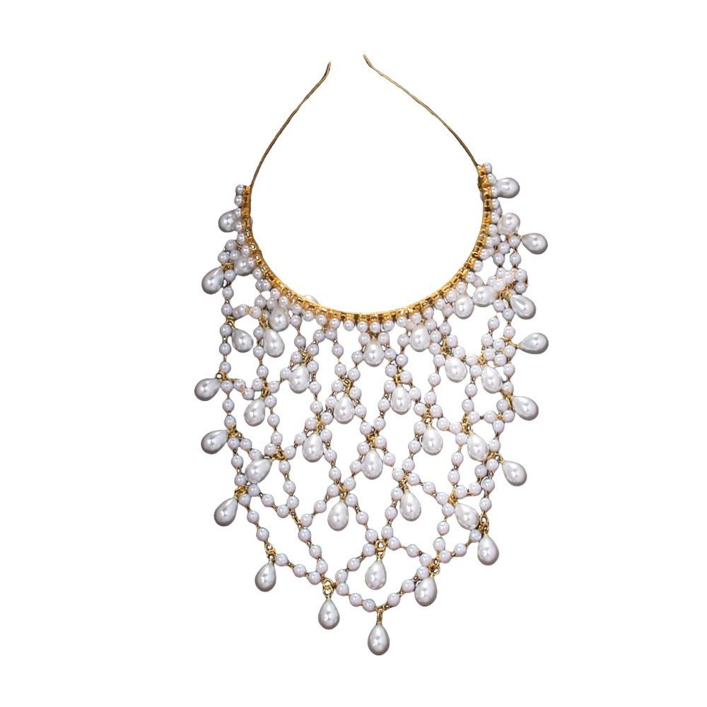 

Rhinestone Grid Hair Band Net Shape Bride Tiaras Exquisite Pearl Princess Hair Band Girls Gift золотой