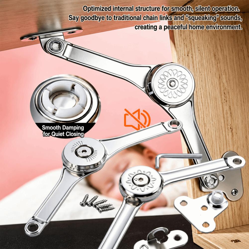 Satin Nickel Finish Lid Support Hinge Soft Close Mechanism Cabinet Door Hinge  For Cabinet Closet