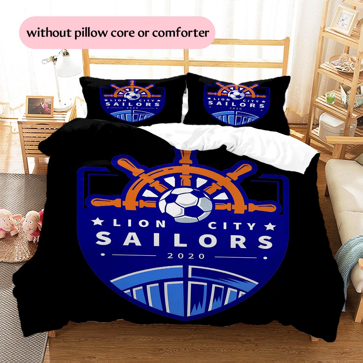 

Lion City Sailors Football Club Pattern Bedding Quilt Set Home Decoration Gift (1 * duvet cover + 2 * pillowcase without core) 135x200cm