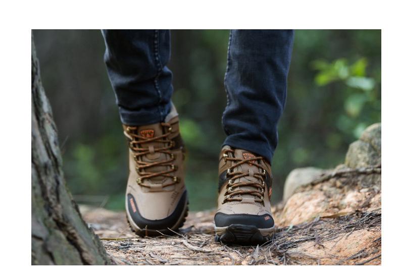 2025 Fall/Winter Plus Velvet Men's High-Top Hiking Shoes, Non-Slip, Wear-Resistant, Large Size, Cotton, Outdoor