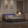 Hydraulic Storage Bed with LED Lights Taupe Fabric 160x200 cm
