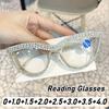 Cat Eye Reading Glasses Women Luxury Diamond Far Sight Eyeglasses Men Unisex Oversized Trendy Hd Presbyopia To +3.5+4.0