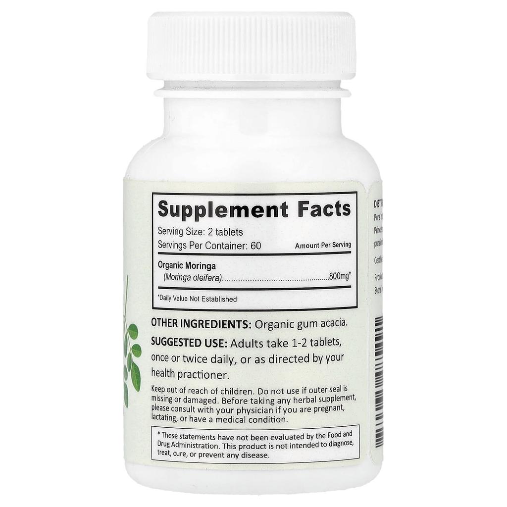 Pure Indian Foods Organic Moringa Tablets, 120 Tablets (400mg Per Tablet)