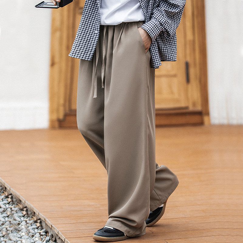 Cool Feeling Wide Leg Casual Pants Men's Loose 2025 Summer New Japan fashion Drape Straight Long Pants Machete Pants Men