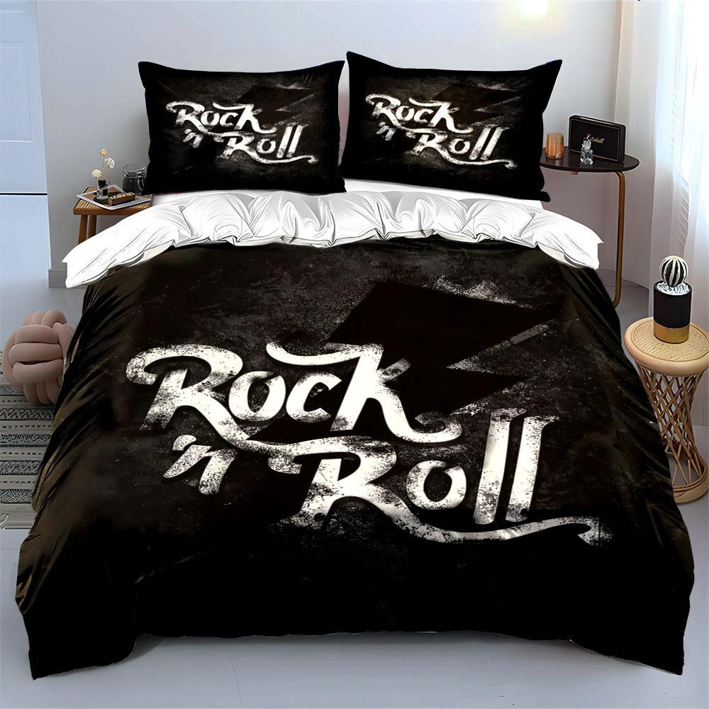 "Rock 'n Roll Text." Bedding Sets Duvet Cover Sets Duvet Covers Pillowcases(1 * Duvet Cover 2 * Pillowcases Without Duvet Insert)