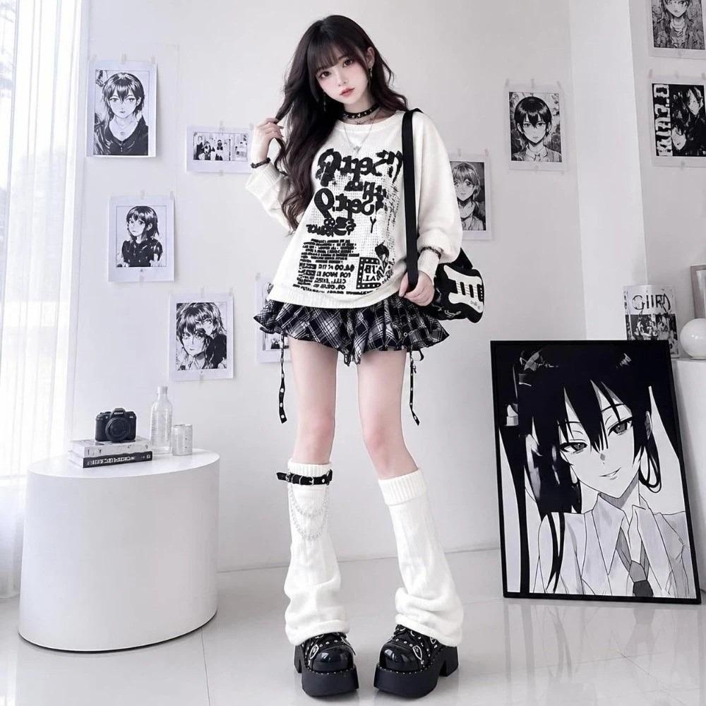 Knee Length Striped Leg Warmers Lolita JK Leg Cover Spicy Girls Flare Leg Socks Gothic