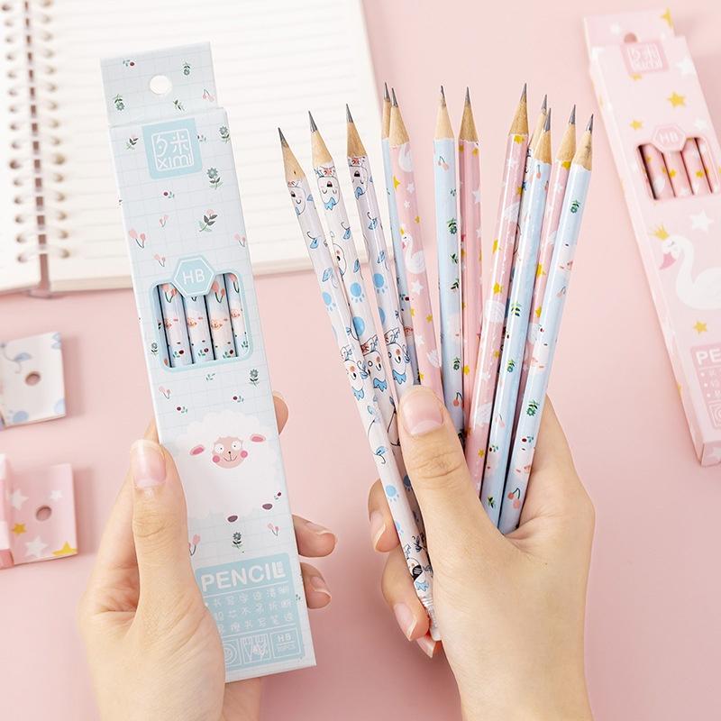 10pcs/set Cartoon Cute Animal Pencils HB Pencil Set Children's Drawing Pencils with Eraser