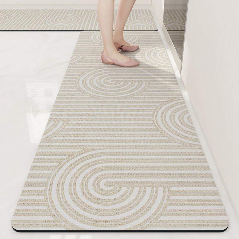 Kitchen Floor Mat Anti-Slip Oil-Proof Carpet Pvc Leather Waterproof Foot Mats Long Rug Brown Beige Home Decoration Rugs