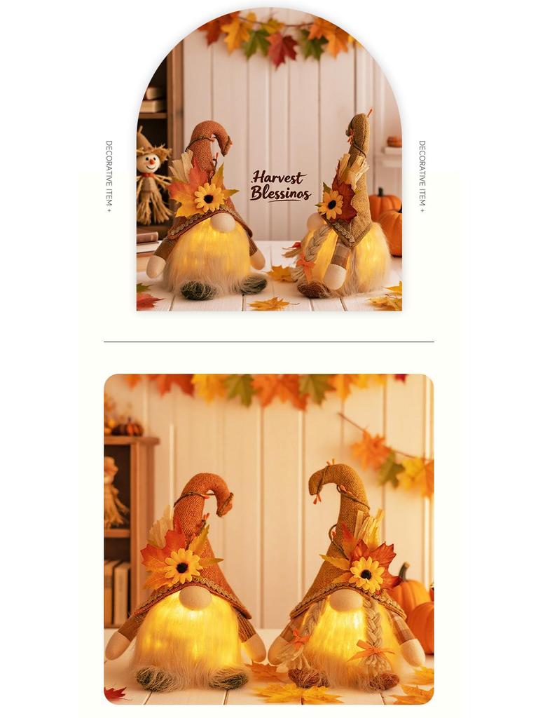 Thanksgiving Autumn Light-Up Maple Leaf Gnome Ornament