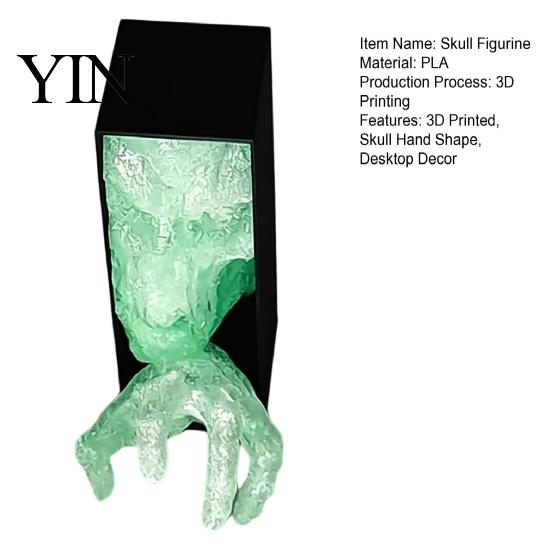 Skeleton Hand Decor 3D Printed Skull Figurine, Glow-in-the-Dark Ghost Statue, Horror Theme Party Props Ornament for Home Office Desk Bookshelf