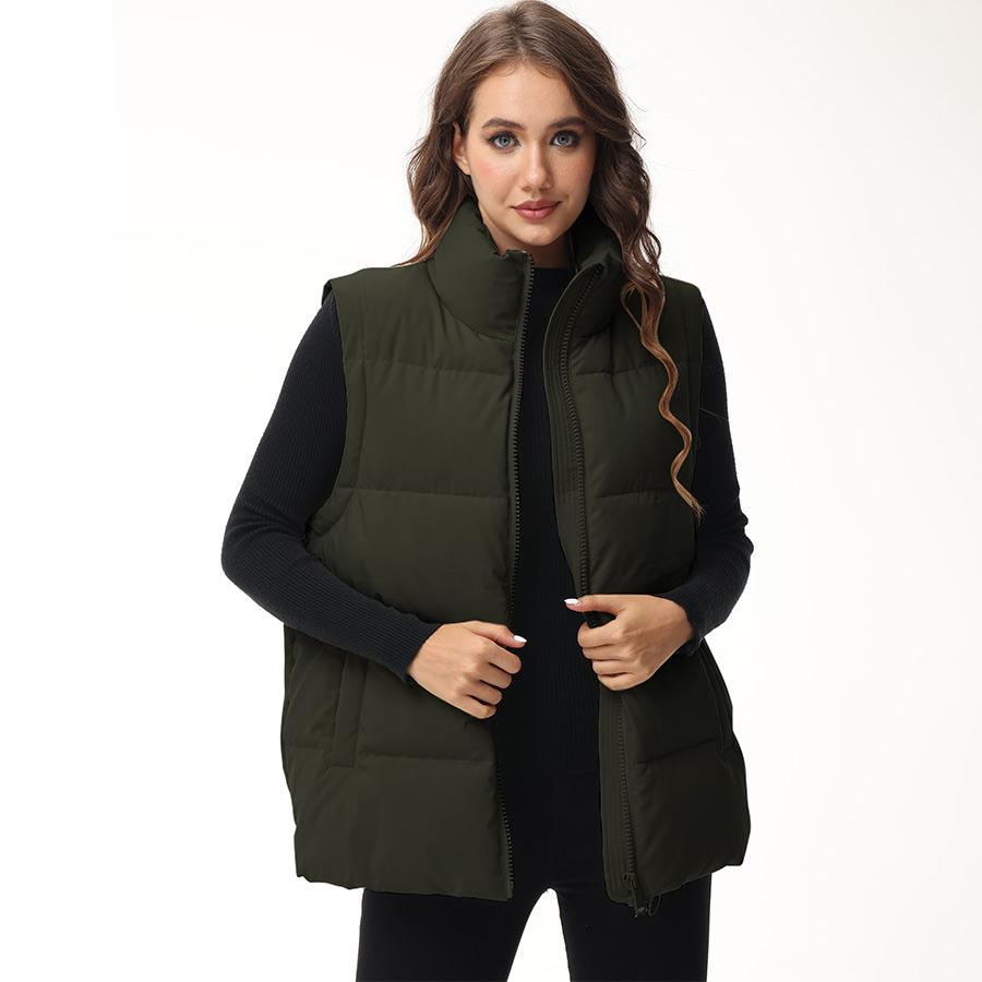 Women's Oversized Puffer Vest Stand Collar Zip Up Warm Sleeveless Coat For Spring Fall AJM-00001