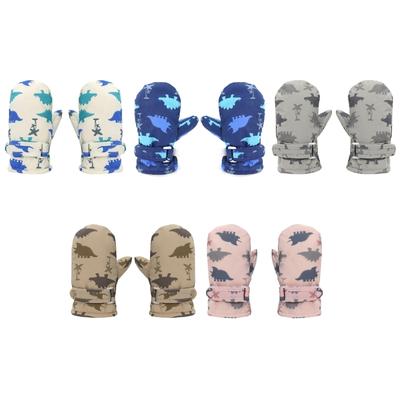 Windproof Kids Gloves Waterproof Outdoor Sports Gloves for Child Cartoon Dinosaur Ski Mittens Skating Hiking Essential