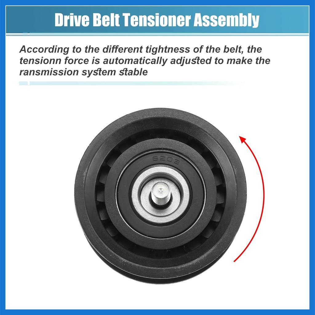 Drive Belt Tensioner Assembly Accessory Idler Pulley No.6612003170/A0002020919/059903341J for Jeep Grand Cherokee 2014-2019 Black Metal Auto