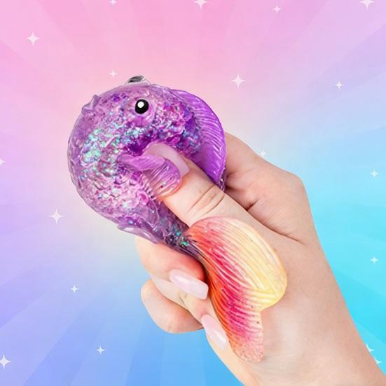 Klarer Goldfisch Quetschspielzeug Stressabbau Glitzer Mehrfarbiger Schwanzfisch Stress Zuckerball Sensorisches Spielzeug Weich Dekompression Fidget Spielzeug