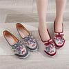 Embroidered Cloth Shoes Women's Flat Shoes Hollow and Breathable Sliding In Type Simple Casual Retro Ethnic Style Spring and Summer