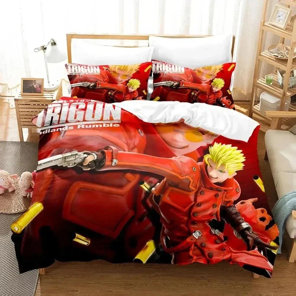 Anime TRIGUN STAMPEDE Bedding Set Printed Bed Set With Pillowcase Bed Duvet Cover Soft Queen King Size Bedclothes Home