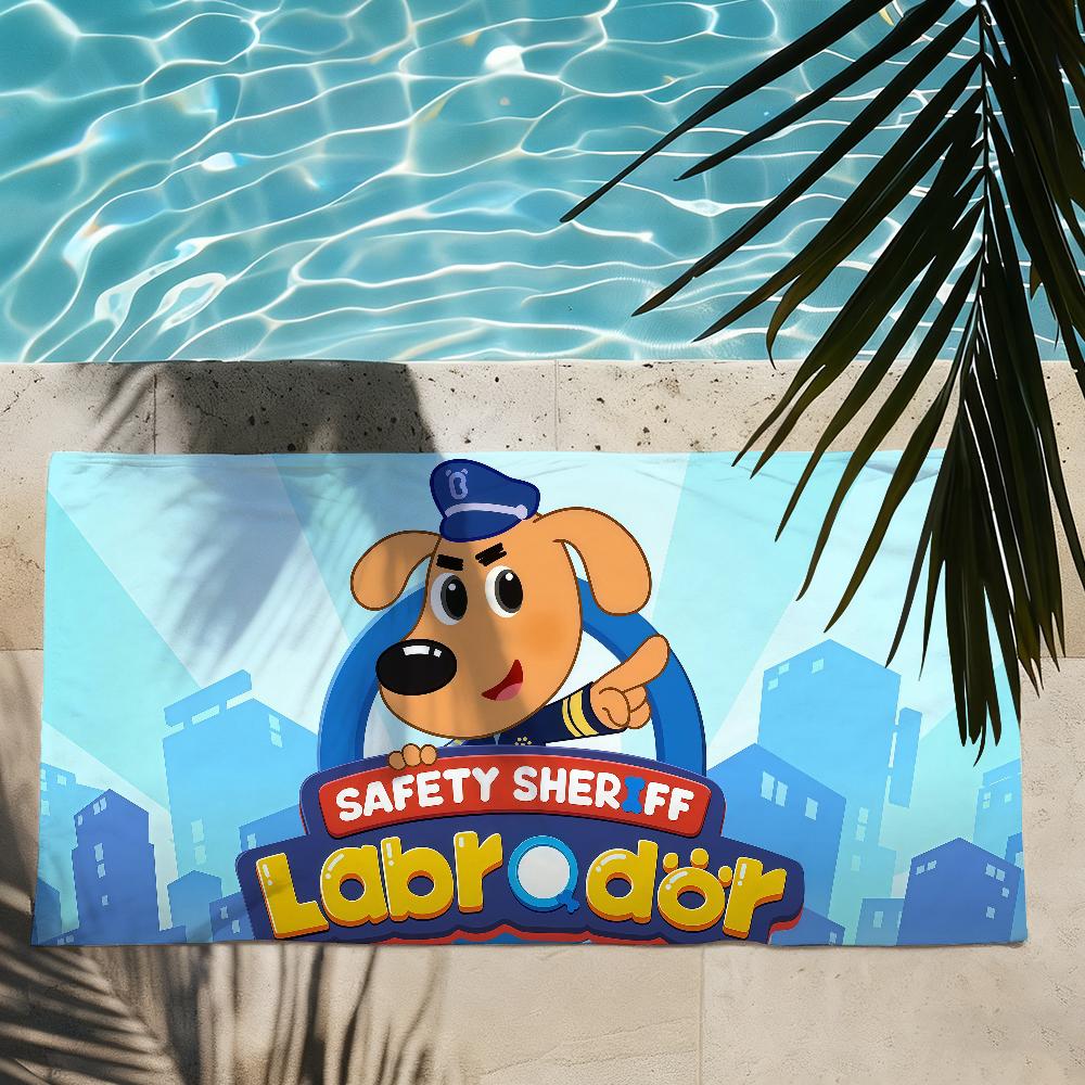 Asciugamano Cartoon Sicurezza S-Scieriffo L-Labrador Asciugatura Bagno Applicabile a Nuoto Leggero Campeggio Yoga Spiaggia Fuori