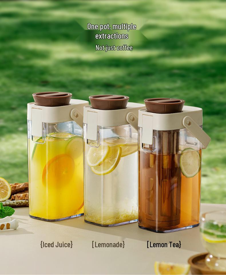 Tragbare Kaltaufguss-Kaffee- & Tee-Karaffe - Großes Fassungsvermögen, Kühlschrankfertig