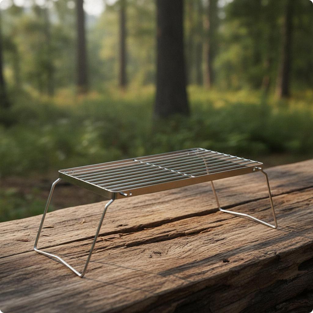 Tragbarer Trapezoid-Grillrost Verstellbarer faltbarer Grill mit Ständer