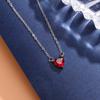 Red Peach Fashion Heart Love Crystal 925 Sterling Silver Clavicle Chain Pendant Necklaces