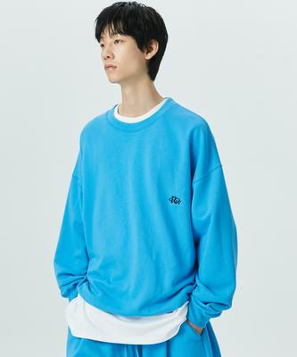 ATTENTIONROW Edition 1. Row Logo Washed Balloon Fit Set-Up Sweatshirt (Tranquil Blue)