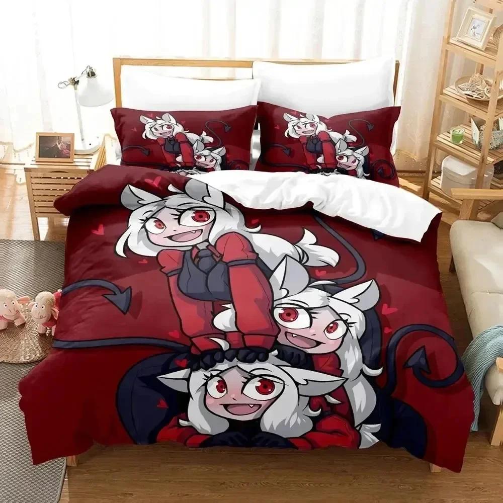 Luxury New 3D Print Anime Game Helltaker Bedding Set Duvet Cover Bed Set Quilt Cover Pillowcase Queen Boys Adult Bedding Set