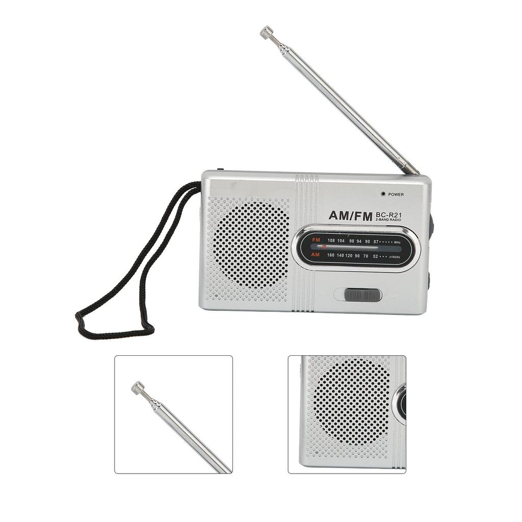 Radio de poche portable AM FM compacte fonctionnant avec 2 piles AA avec écouteur pour une utilisation à la maison et en extérieur Radio, Radio à piles, Lecteur, Piles, Prise,