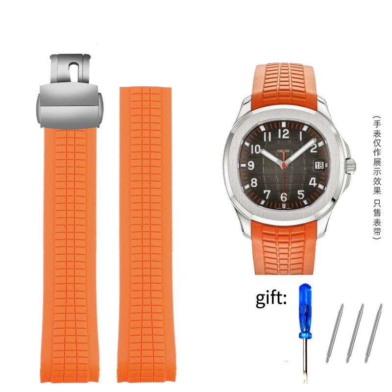 Men's Bracelet Silicone Rubber Watchband For Patek Watch Strap for Aquanaut Philippe Series 5164a 5167a Butterfly Buckle 21mm