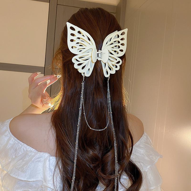 New Butterfly Big Hair Claws Fashion Barrettes Acrylic shining Double Layer Hair Accessories for Girls Claw Clip