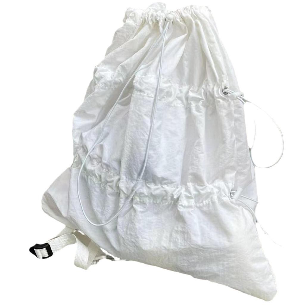 Biały plecak ze sznurkiem damski plecak typu worek w stylu lazy wind lekki nylonowy plecak odporny na zachlapania