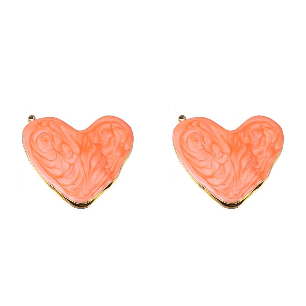 2pcs Stainless Steel Orange Enamel Retro Anklet Charm Bohemia Gold Plated Pendant Base for DIY Earring Necklace Jewelry Findings