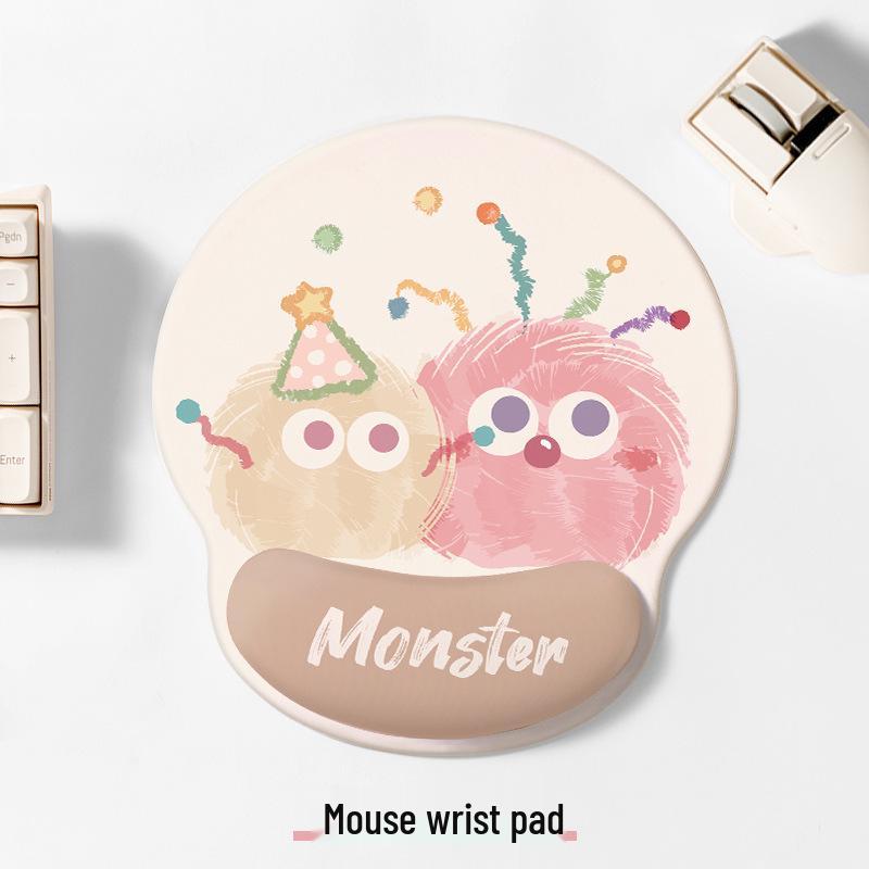Women's Cute Monster Non-Slip Thick Wrist Rest Mouse Pad for Office or Laptop Use