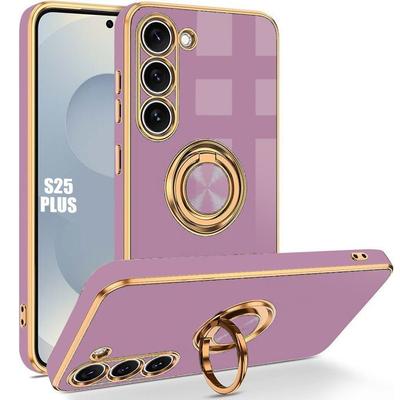 Case for Samsung Galaxy S25 Plus (S25+) Silicone with Rotating Ring - Purple