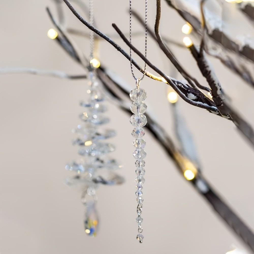 Xmas Tree Shape Christmas Hanging Ornament Transparent Acrylic Beads Ornaments Party Decoration