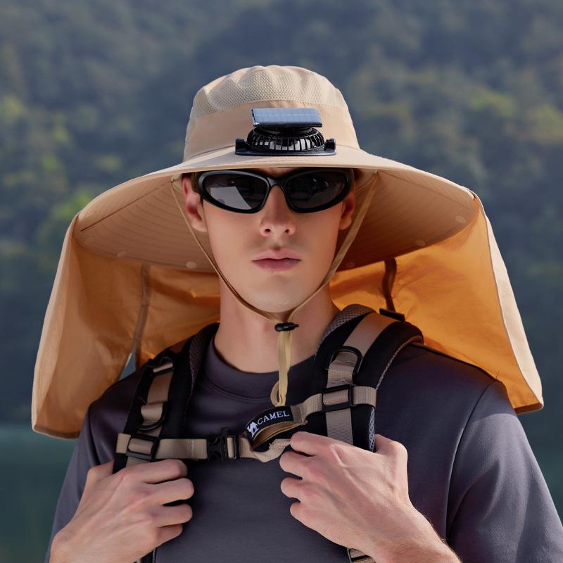 Summer Outdoor Fishing and Hiking Sun Hat, Oversized Solar Fan Hat, Shawl Neck Protection, Sun Protection Fisherman Hat
