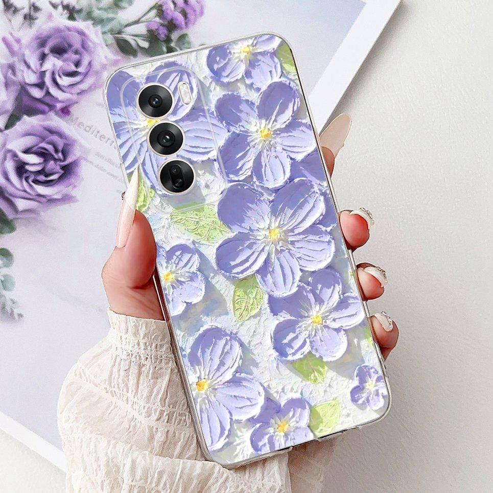 For Cover Oppo Reno12 Pro CPH2629 / Reno 12 5G CPH2625 Phone Case Colorful Flower Butterfly Lxuru Women Fashion Soft Siliocne