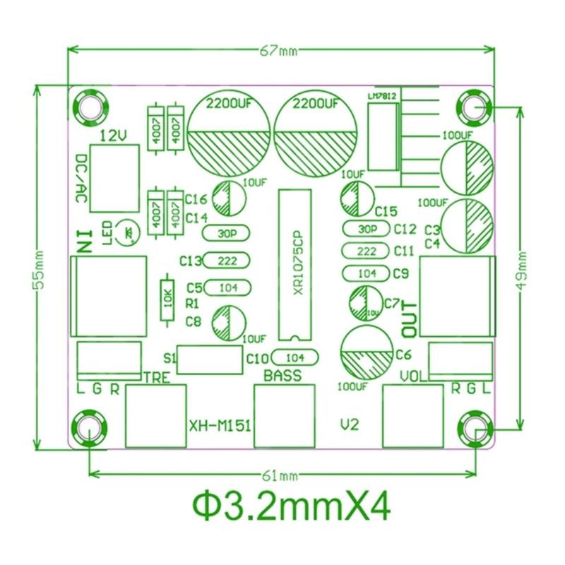 R1075 Tone Board BBE Digital Audios Processor PreAmplifier for Enhances Sound Quality 6-15V 15MA Power Supply SPI
