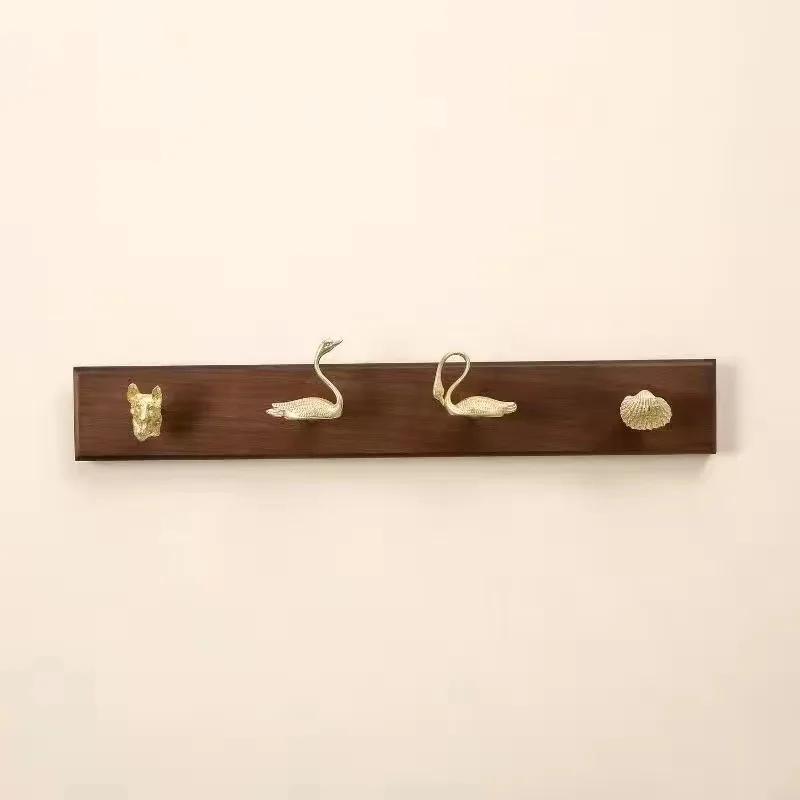 

Creative European style solid wood brass hanger, wardrobe hook, wall storage hook Cartoon animal wall hook