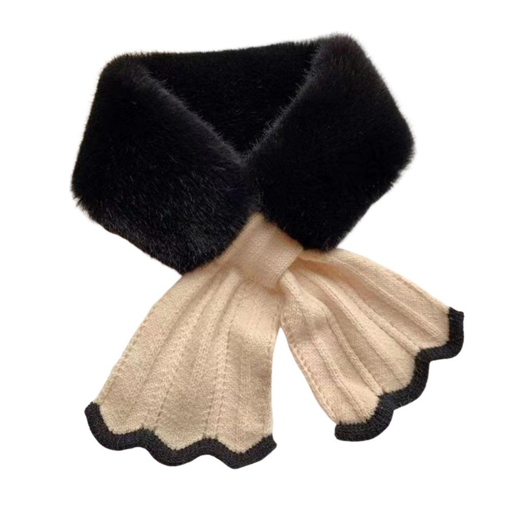 Comfortable Faux Rabbit Hair Winter Scarf Thick Soft Knit Scarf Windproof Silky Neck Guard Scarves Outdoor Neckwear
