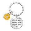 Sunflower Pendant Metal Stainless Steel Keychain For Parents Teachers Handmade Jewelry Gift Key Decoration