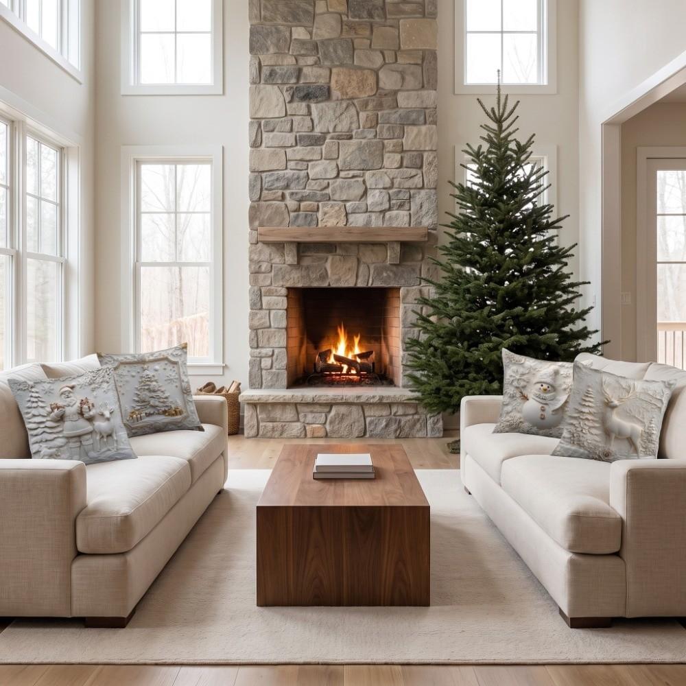 Soft Christmas Pillow Cover Christmas Tree Santa Pillow Cover Xmas Tree Pillowslip Winter Decor