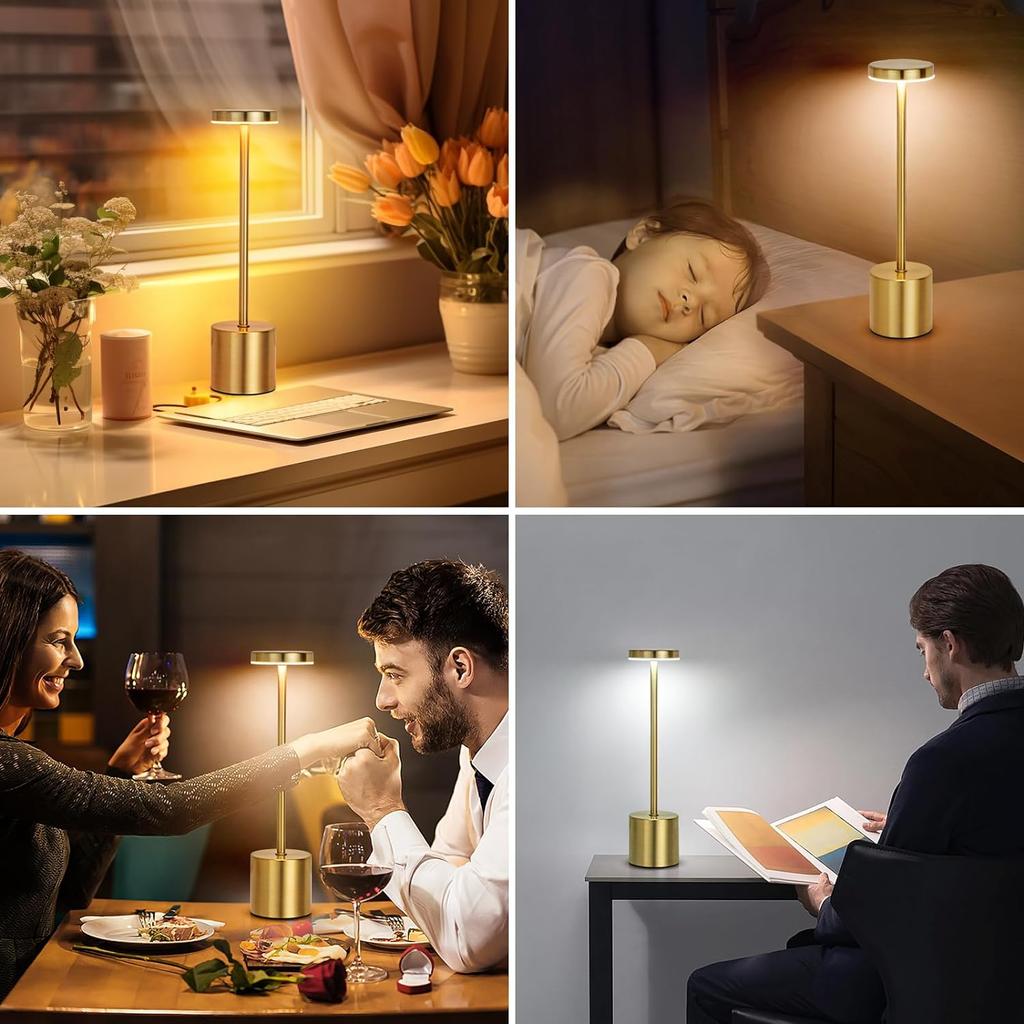 LED Table Lamp Touch Sensor Rechargeable Desktop Night Light Wireless Reading Lamp for Restaurant Hotel Bar Bedroom Decor Light