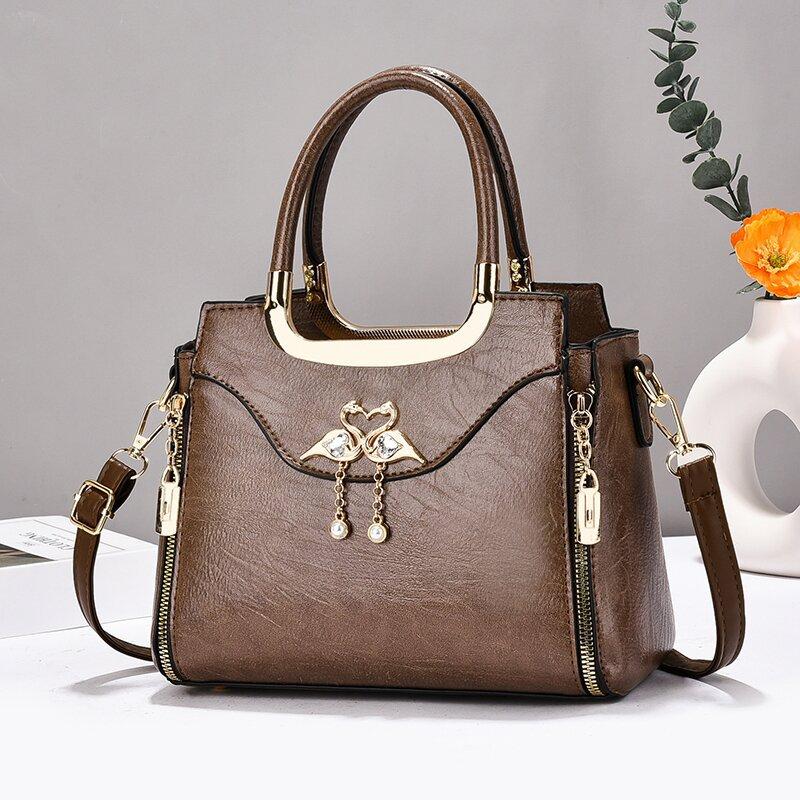 New Patchwork Vintage Handbag Simple Universal Zipper Fashion Crossbody Bag Large Capacity Commuter Bag