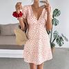 Summer 2026 Floral Print V-Neck Backless Dress – Women's Short-Sleeved Skirt