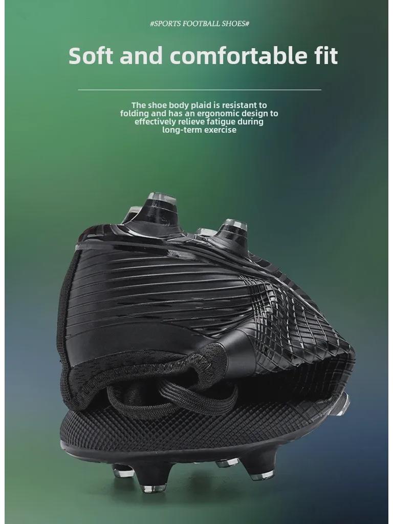 Unisex Non-Slip Black TF Soccer Shoes - Inspired by Ronaldo & Messi for Teens & Adults